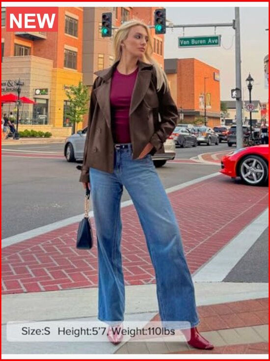 Faux Leather Jacket Oversized Button Motorcycle Coat Women's Outwear - Picture 5 of 6